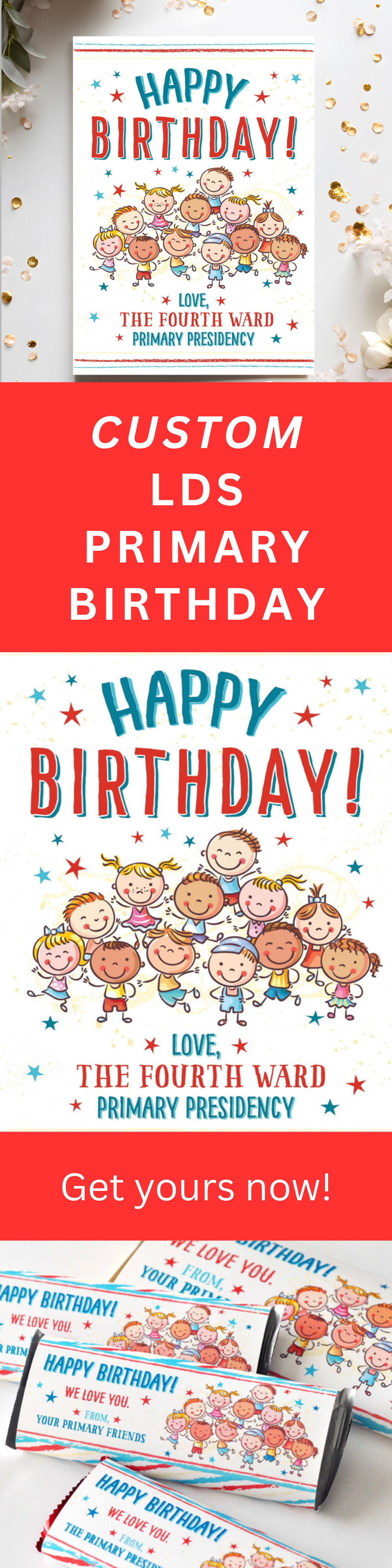 LDS Primary Custom Birthday Card - LDS Primary Card for Primary Presidencies and Teachers