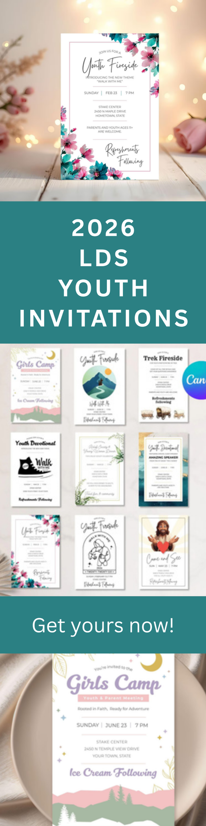 LDS Youth Invitation Templates – Editable Walk with Me Canva Design
