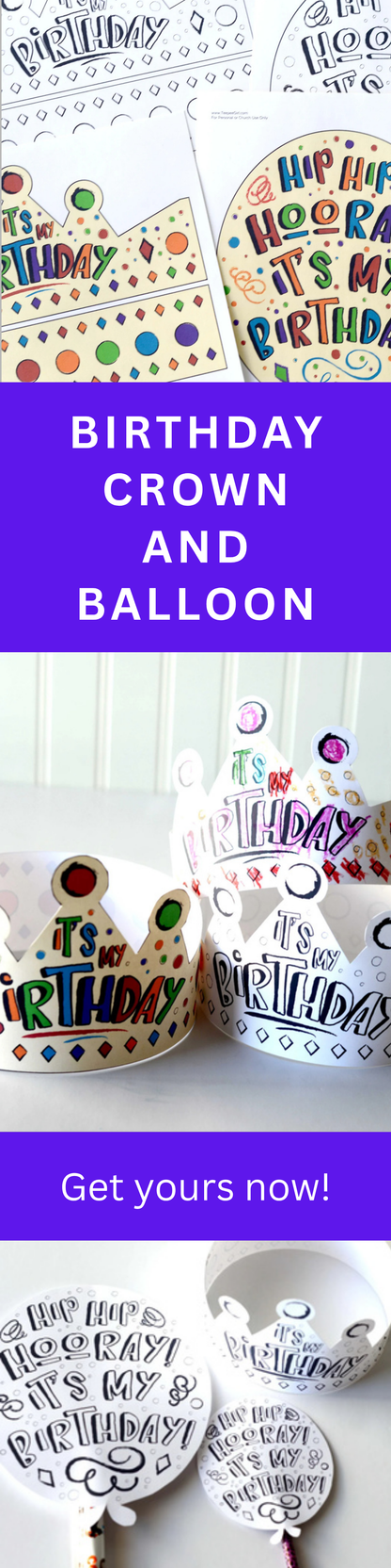 Birthday Crown and Balloon Printable Kit – Color and Coloring Pages for Kids Party