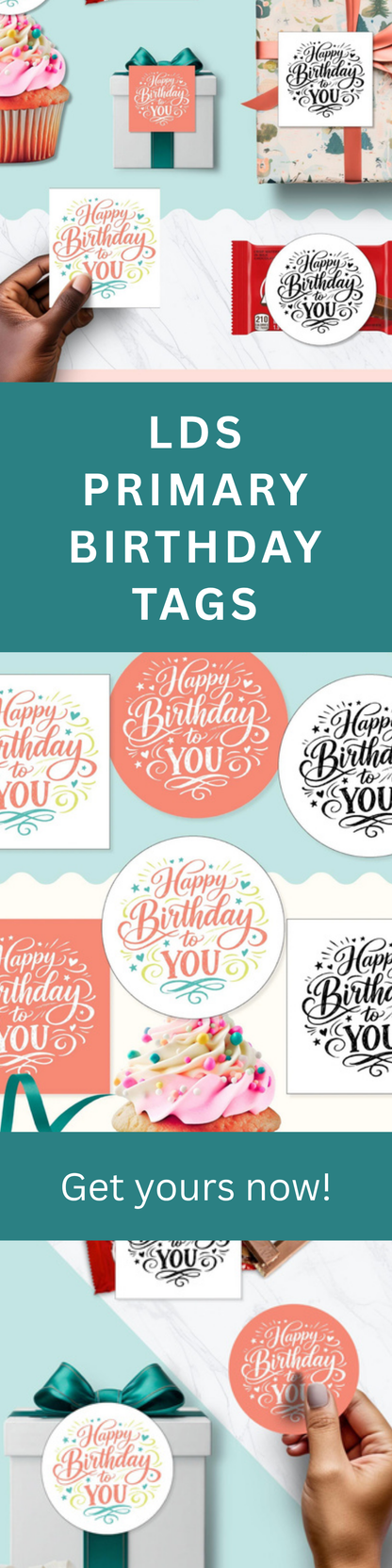 Instant Download Birthday Tags Printable PDF Collection LDS Primary Kids Gift Church Celebration Party Favor Multiple Styles Colors Ready To Print Easy DIY Birthday Present Perfect For Primary Class Teacher Youth Activity Gift Tags Faith
