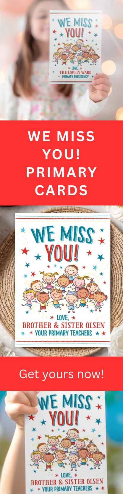 LDS Primary "We Miss You" Card - Custom Ward Name Printable
