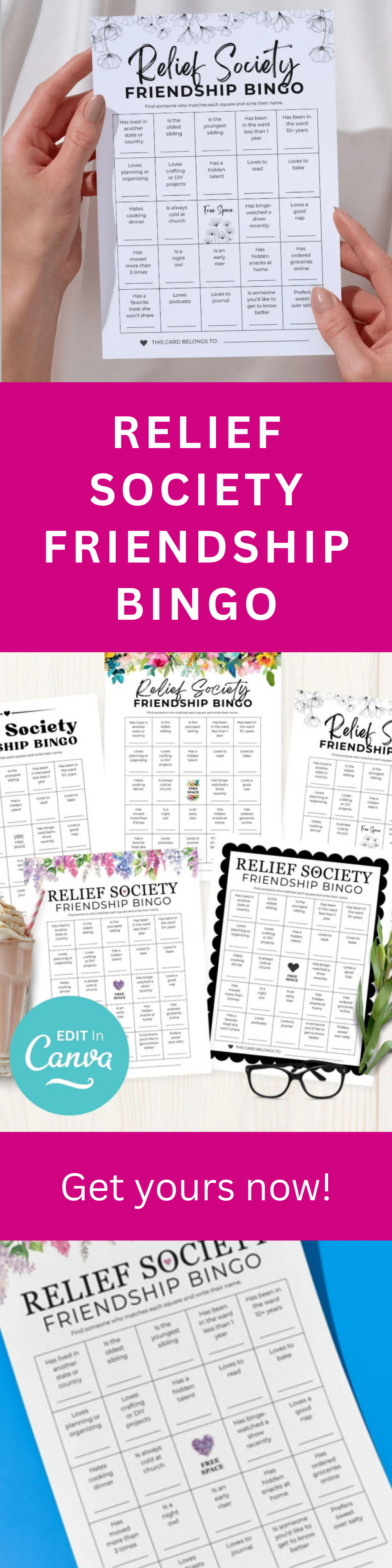Relief Society Bingo Game – Easy Printable Fellowship Activity