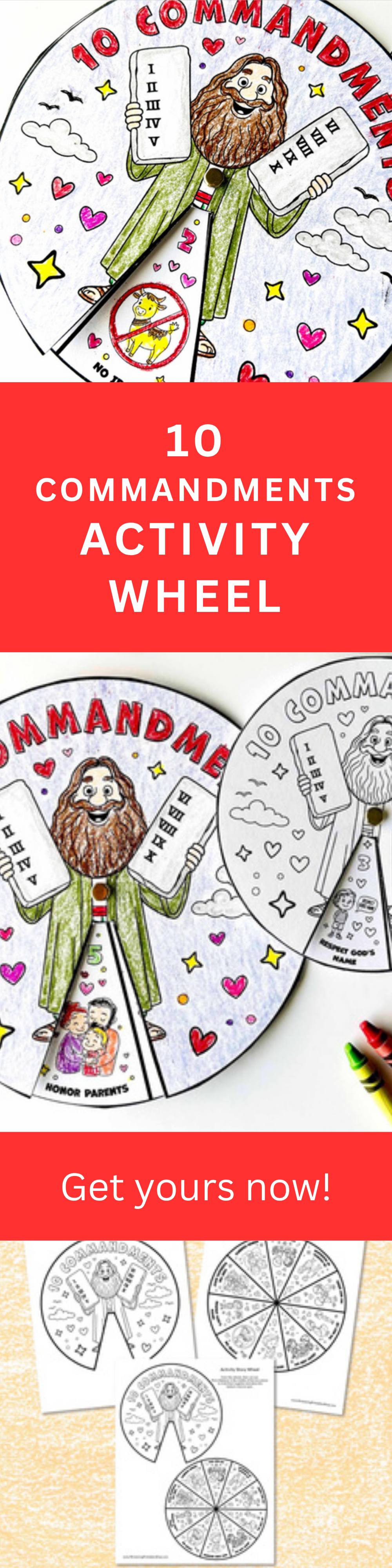 Ten Commandments Activity – Printable Coloring Wheel for Kids