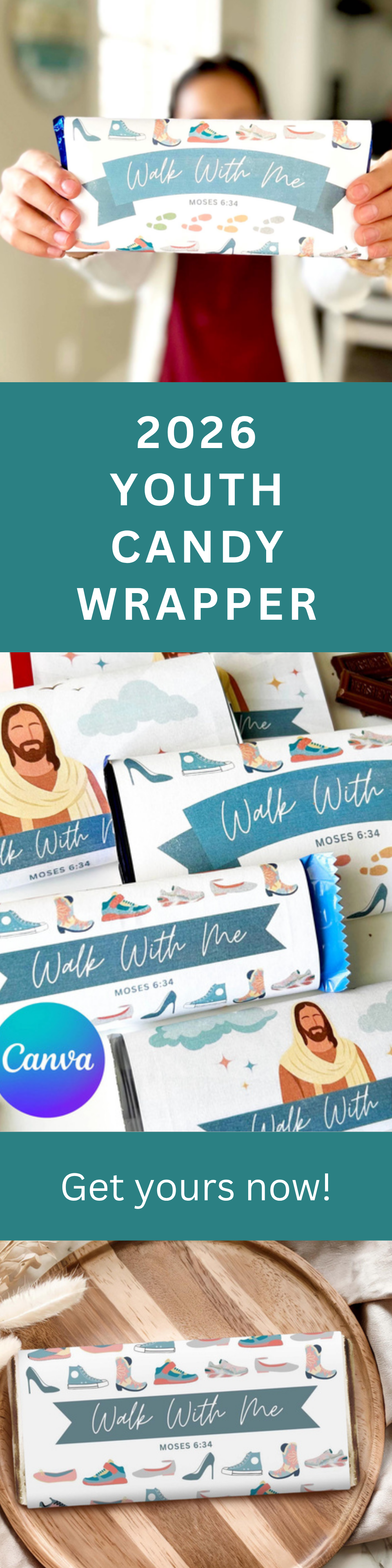 LDS Youth Gift – Walk with Me 2026 Chocolate Bar Wrapper Printable