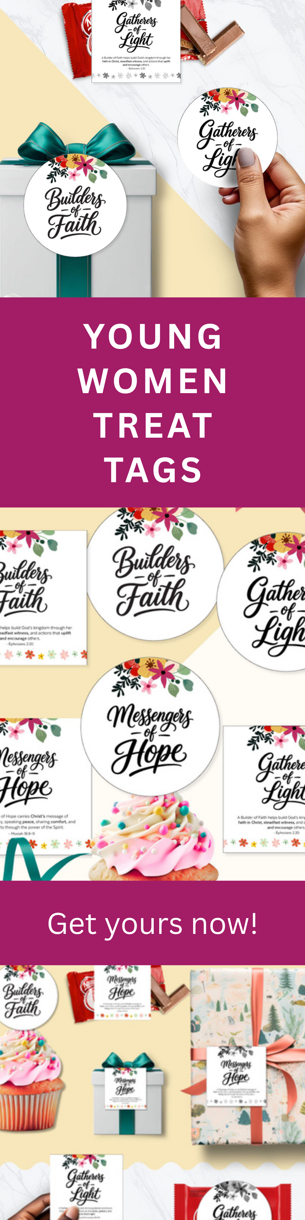 Celebration Gift Tag Printable Young Women Recognition Present 2026 Class Names Builders Of Faith Messengers Of Hope Gatherers Of Light Girls Camp Ministry Handout Ideas Instant Download DIY Treat Topper Youth Faith Building Resource