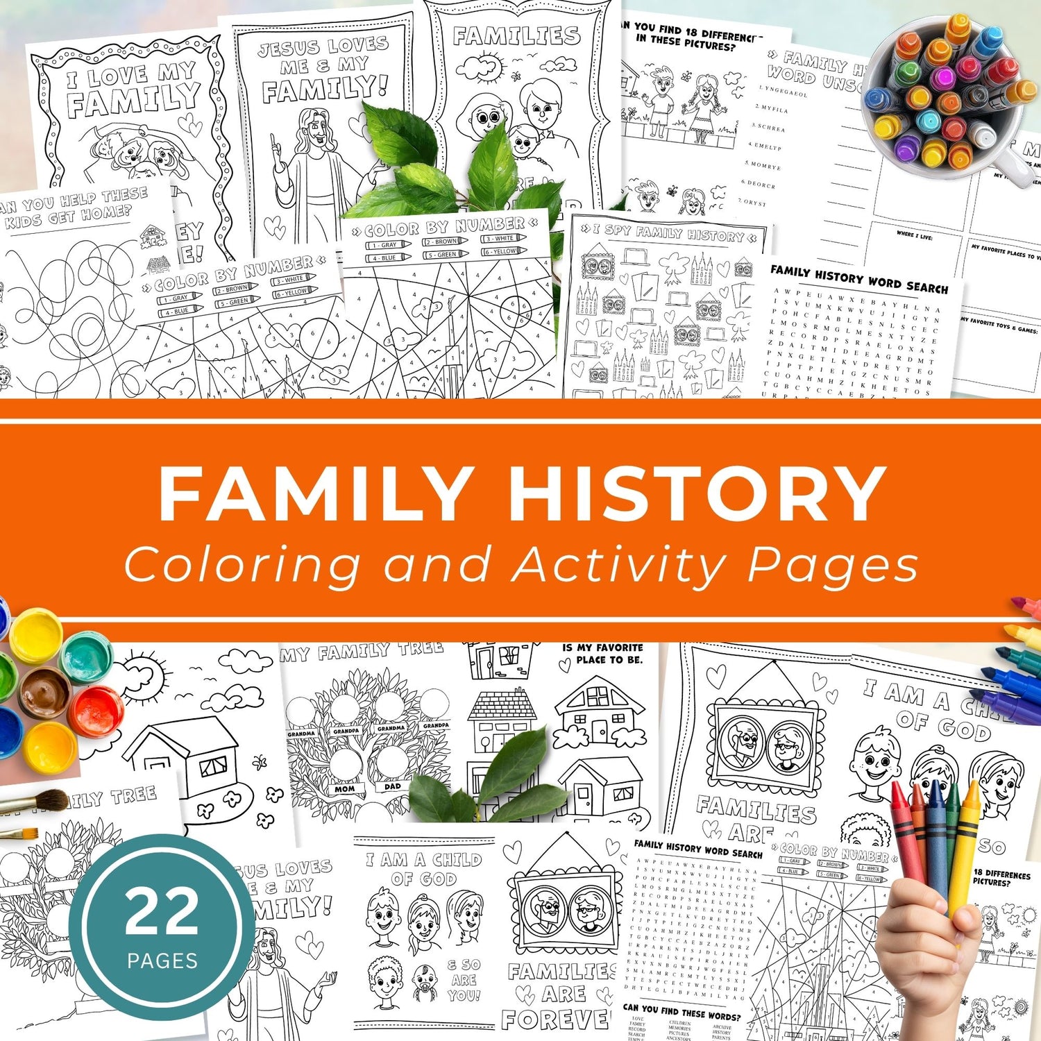 Family History Activities Kids Educational Printable Coloring Pages Genealogy Kit Children Learning Heritage Education Homeschool Curriculum Resources Instant Download PDF Worksheets Family Tree Templates Interactive Lessons Sunday School