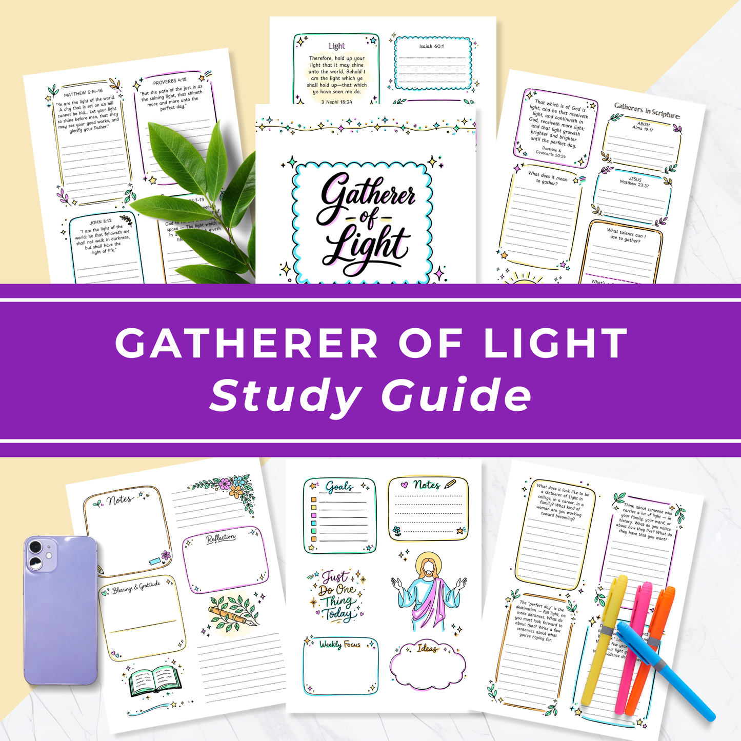 Gatherer Of Light Activity Printable Young Women Study Guide 2026 Theme Resource Church Lesson Planning Tool Scripture Based Prompts Reflection Questions Interactive Workbook Pages Instant Download Digital Format Youth Ministry Essential