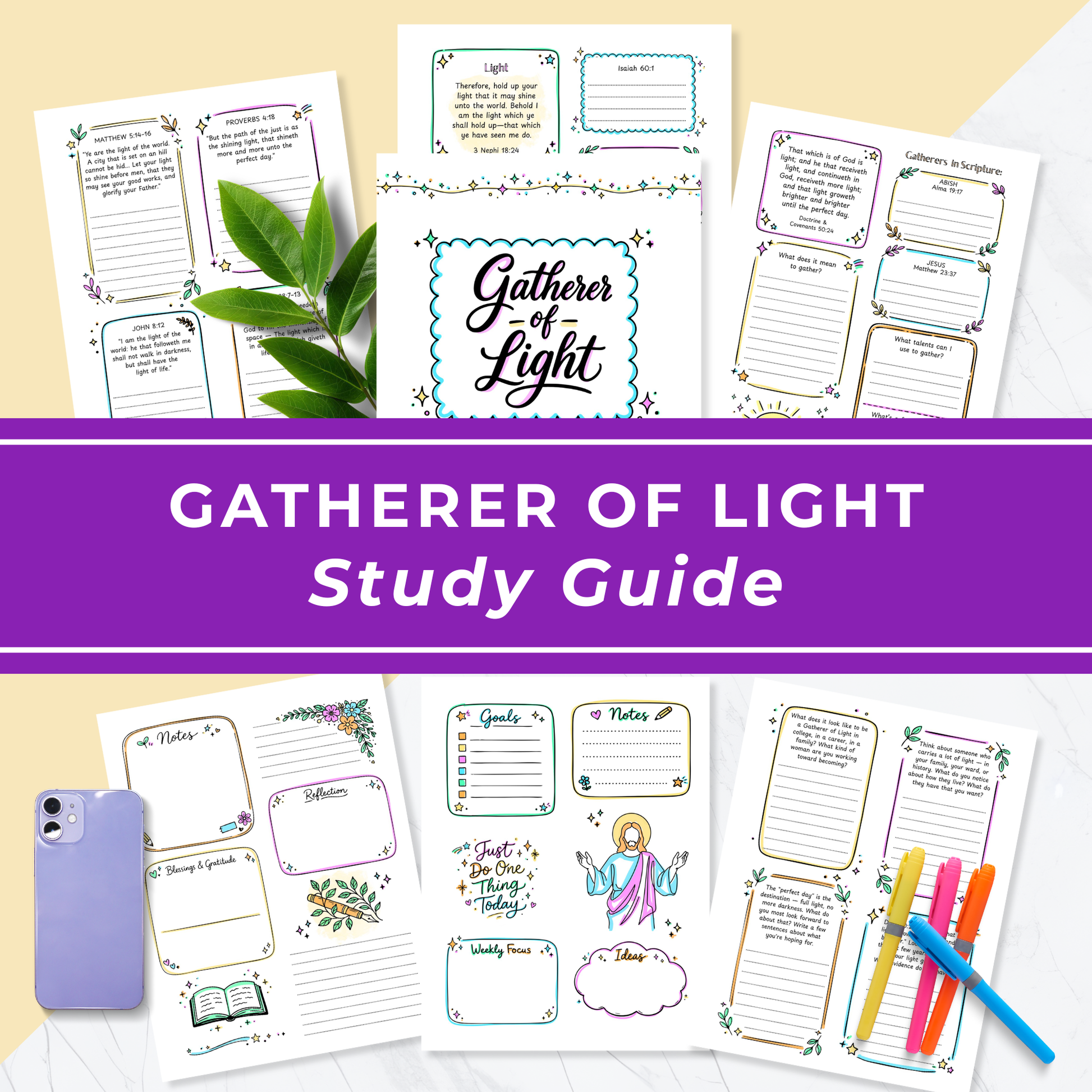 Gatherer Of Light Activity Printable Young Women Study Guide 2026 Theme Resource Church Lesson Planning Tool Scripture Based Prompts Reflection Questions Interactive Workbook Pages Instant Download Digital Format Youth Ministry Essential