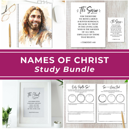 Names Of Jesus Study Bundle Complete Christian Devotional Journal Set With Printable Poster Collection Scripture Meditation Guide Faith Journaling Space Daily Prayer Companion Spiritual Growth Tool Perfect Christian Gift Set Inspirational