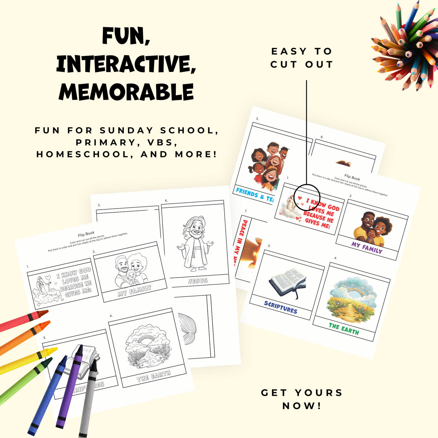 Sunday School Valentine Craft Printable Activity Kids Church Primary Class Teaching Resource Digital Download Flip Book Faith Based Christian Education Tool Family Home Evening Project Interactive Learning Activity Children Ministry