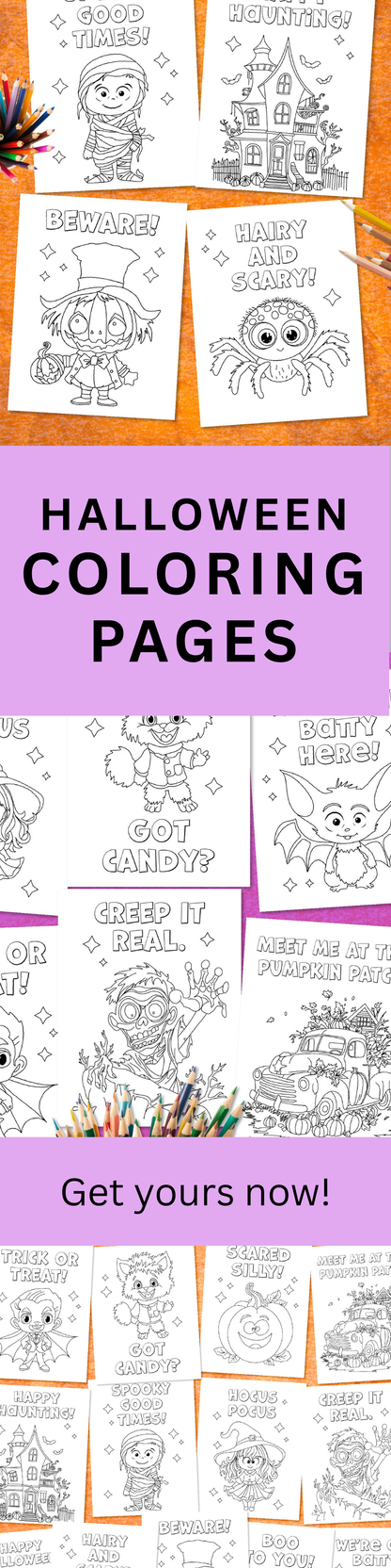 Halloween Coloring Pages Printable Kids Activity Sheets Party Favor