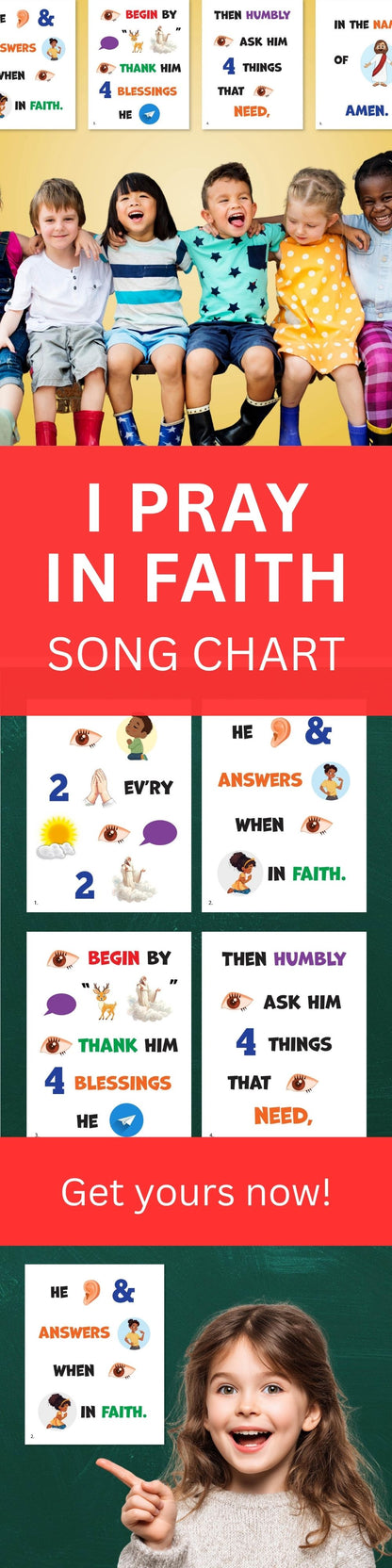 I Pray In Faith Singing Time Printables LDS Primary Flip Chart Song Helps Chorister Visuals Church Music Activity Kids