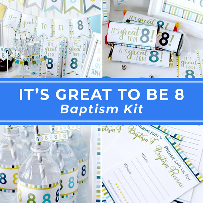 LDS Baptism Printable Kit Complete Digital Download Package Eight Year Old Baptism Preview Event Materials Church Activity Planning Primary Program Preparation Printable Invitation Templates Decoration Bundle Gift Tags Blank Program Design