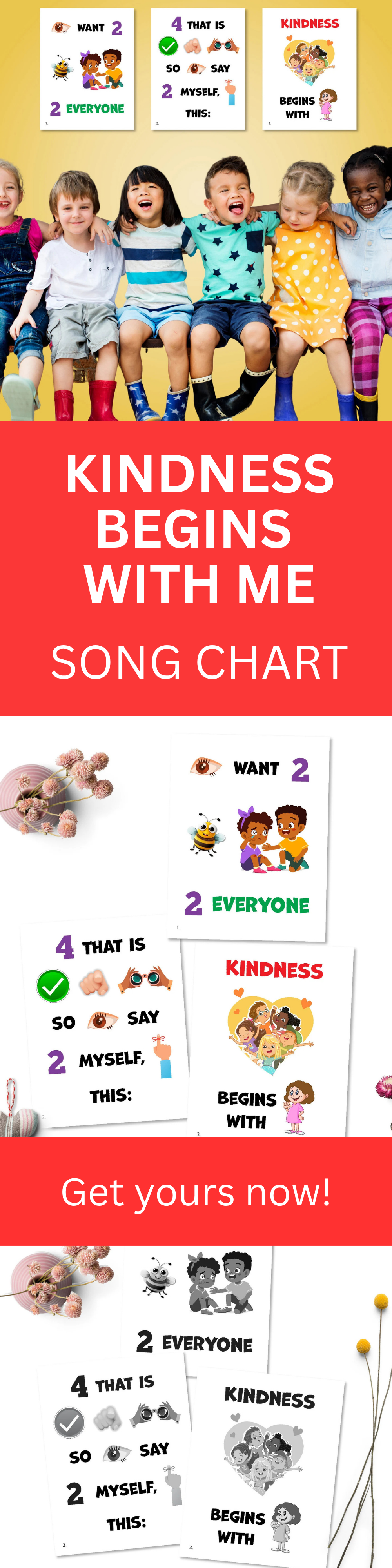 Kindness Begins With Me Singing Time Printables LDS Primary Music Leader Song Helps Flip Chart Church Lesson Activity Game for Kids Nursery