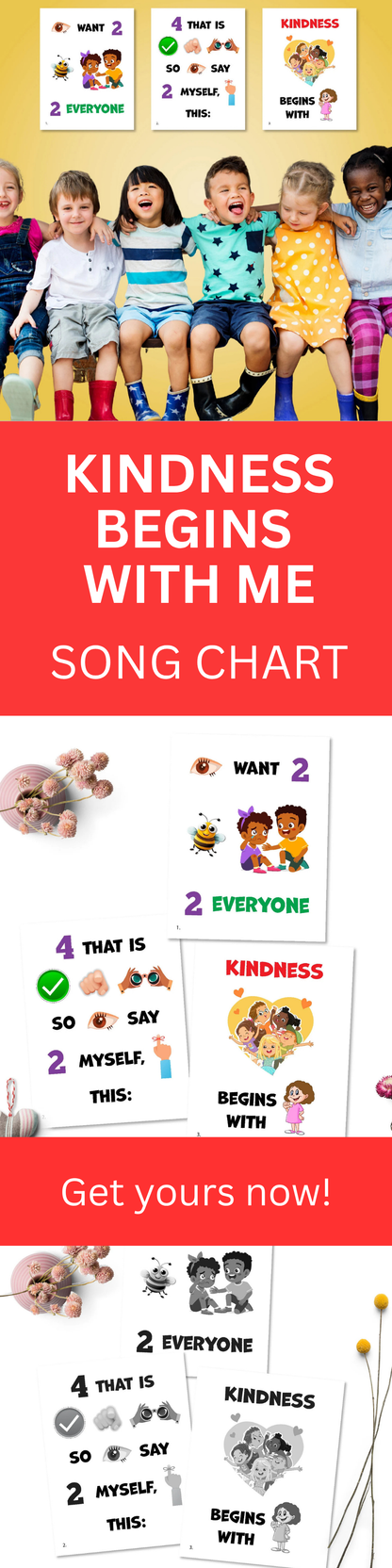 Kindness Begins With Me Singing Time Printables LDS Primary Music Leader Song Helps Flip Chart Church Lesson Activity Game for Kids Nursery