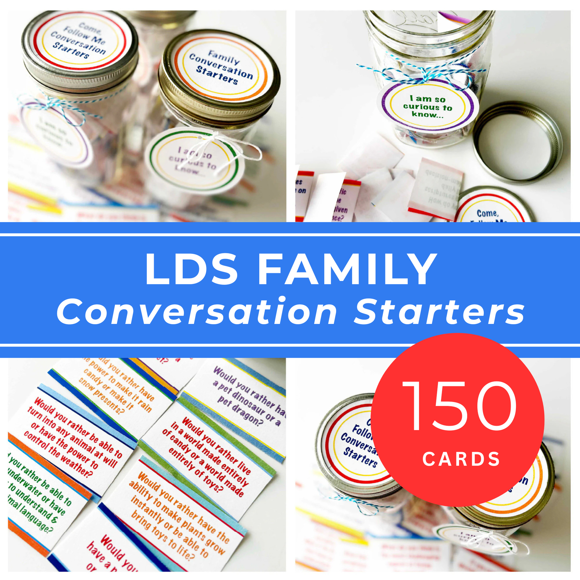 LDS Family Game Bundle Conversation Starter Cards Mormon Family Activity Set Meaningful Discussion Prompts Faith Based Connection Tool Family Home Evening Ideas Dinner Table Game Youth Group Activity Cards Relief Society Discussion Starters