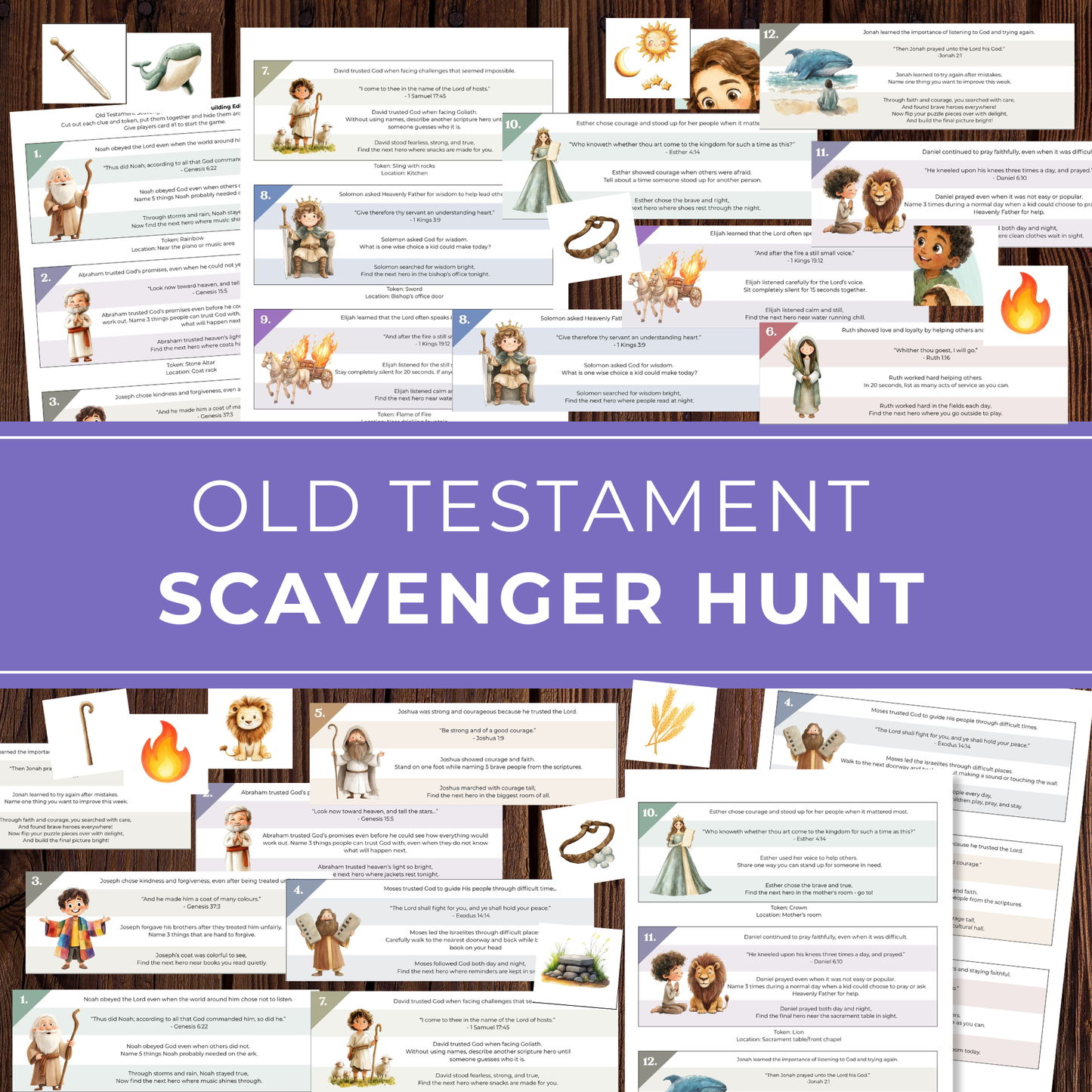 Primary Activity Game Old Testament Bible Heroes Scavenger Hunt Scripture Study Interactive Learning Kids Sunday School Resource Family Home Evening Activity Religious Education Printable Game Low Prep Teaching Tool Youth Group Church
