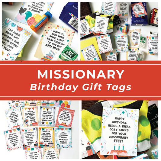 Birthday Gift Tags For Missionaries Printable Labels Care Package Collection Digital Download Ready Print Attach Support Package Celebration Theme Church Mission Service Family Gift Set Religious Themed Design Instant Access File Perfect