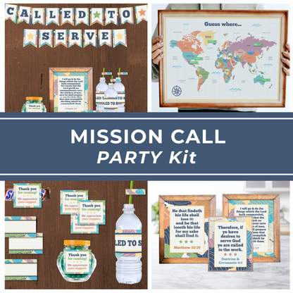 Mission Call Printable Kit Complete Party Package LDS Celebration Supplies Digital Download Instant Access Called To Serve Banner Theme Missionary Farewell Homecoming Event Planning DIY Party Essential Matching Set Religious Celebration