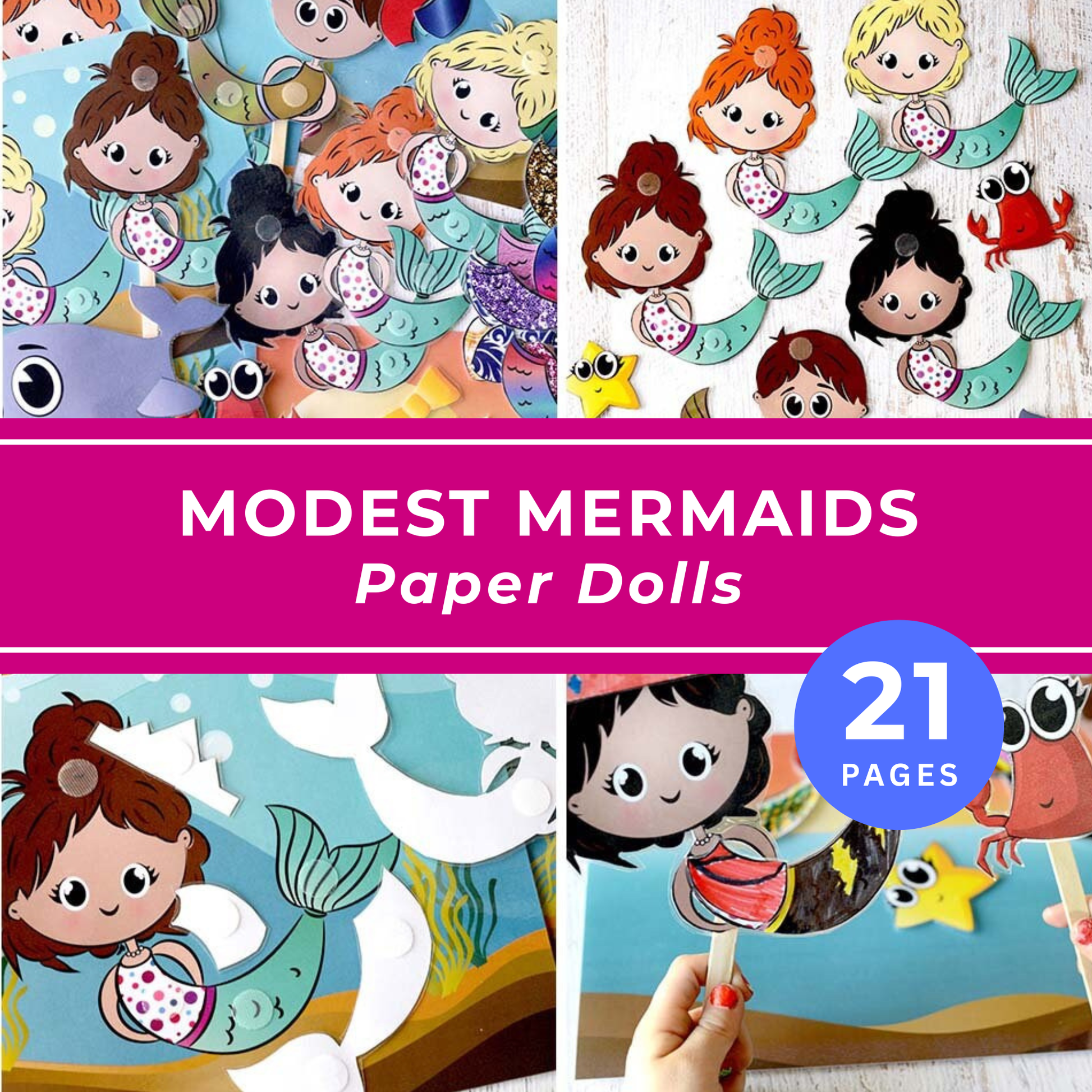 Printable Mermaid Paper Doll Activity Set Digital Download Kids Craft Collection 20 Page Bundle Instant Access Family Friendly Design Creative Play Entertainment Screen Free Activity Perfect Birthday Party Favor Church Activity Homeschool