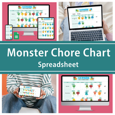 Monster Chore Chart Spreadsheet for Kids