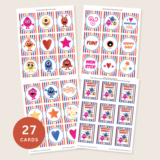 Printable Memory Game – Monster Matching for Kids Party Activity