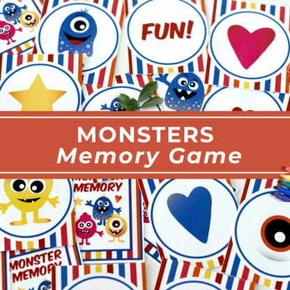 Printable Memory Game – Monster Matching for Kids Party Activity