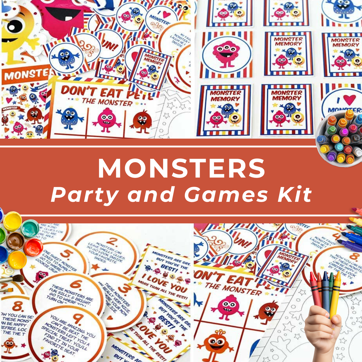Monster Party Game – Printable Kit with 6 Activities for Kids Birthday