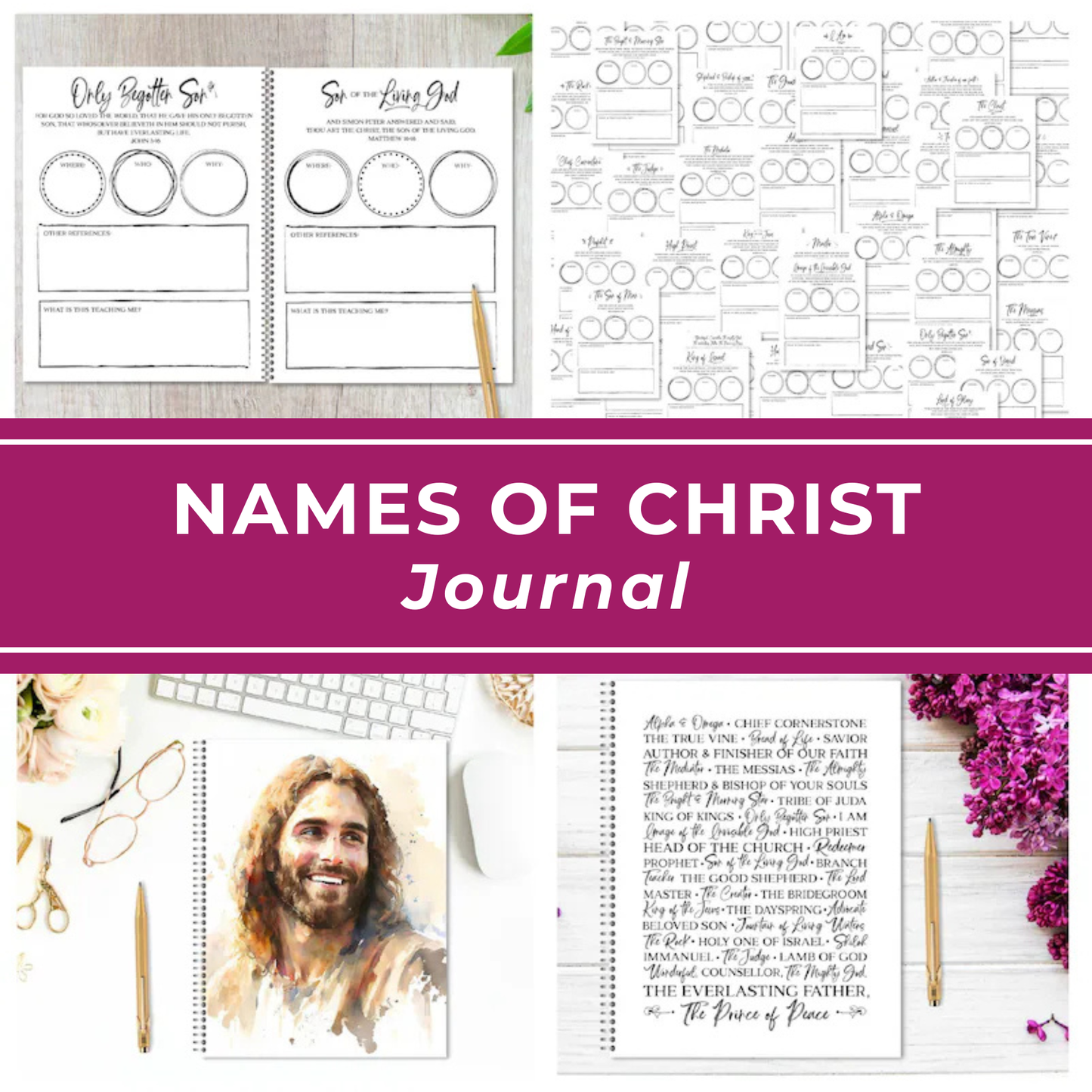 Christian Devotional Journal Scripture Study Notebook Jesus Names Exploration Guide Daily Prayer Companion Faith Based Reflection Space Personal Spiritual Growth Tool Bible Reading Essential Morning Devotional Practice Organized Study