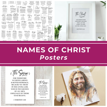 Biblical Names Collection Featuring 50 Titles Of Jesus Christ Printable Poster Set Christian Wall Art Display Perfect Religious Education Resource Home Decor Gift Instant Download Digital Bundle Scripture Reference Chart Faith Based