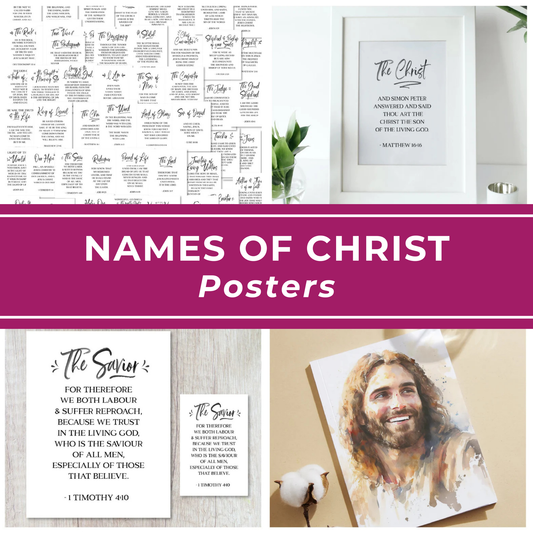 Biblical Names Collection Featuring 50 Titles Of Jesus Christ Printable Poster Set Christian Wall Art Display Perfect Religious Education Resource Home Decor Gift Instant Download Digital Bundle Scripture Reference Chart Faith Based