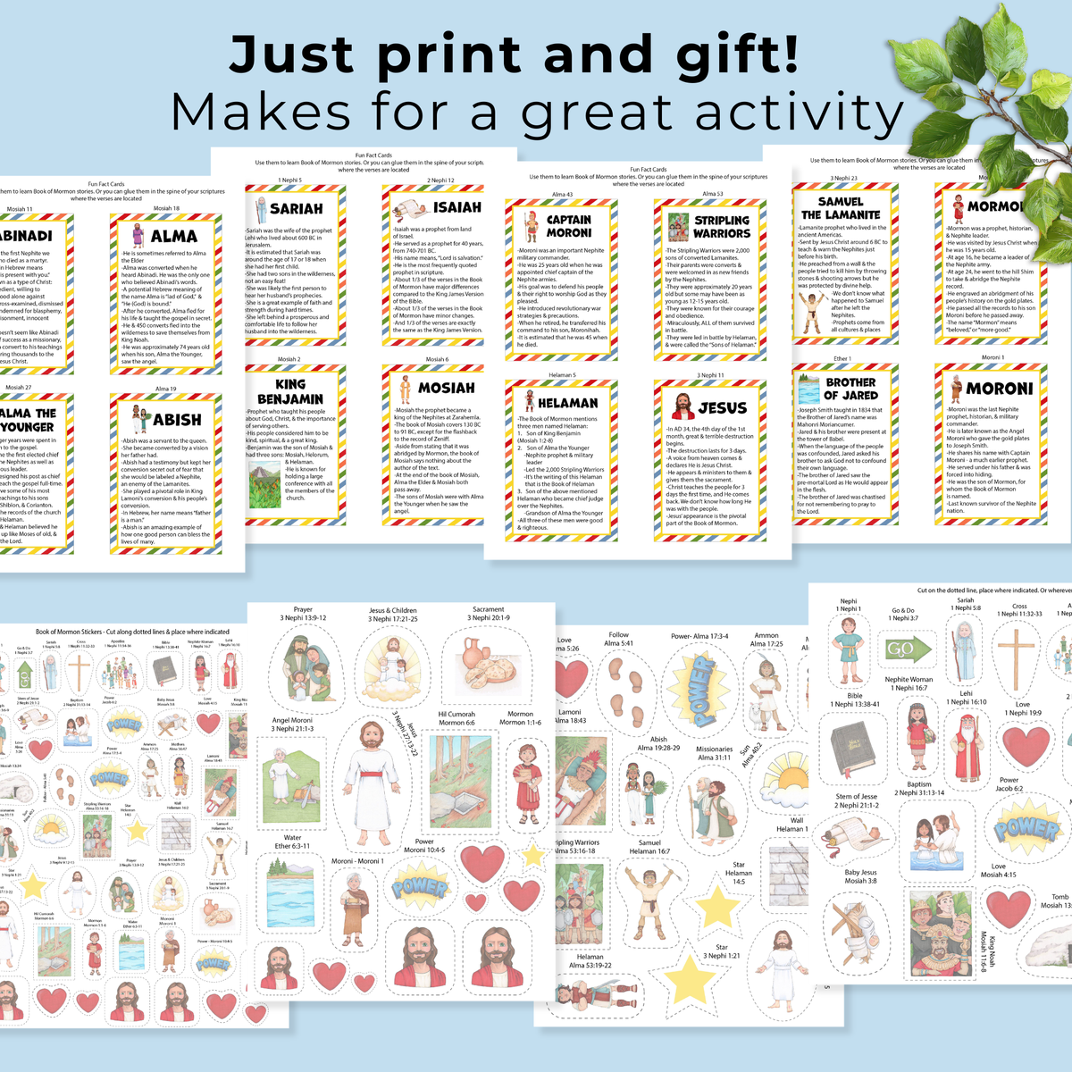 Prophet Stories Learning Kit Book Of Mormon Scripture Study Set LDS Primary Activity Tool Fun Fact Cards Collection Kids Teaching Resource Church Lesson Aid Family Worship Time Youth Education Material Religious Study Set Engagement