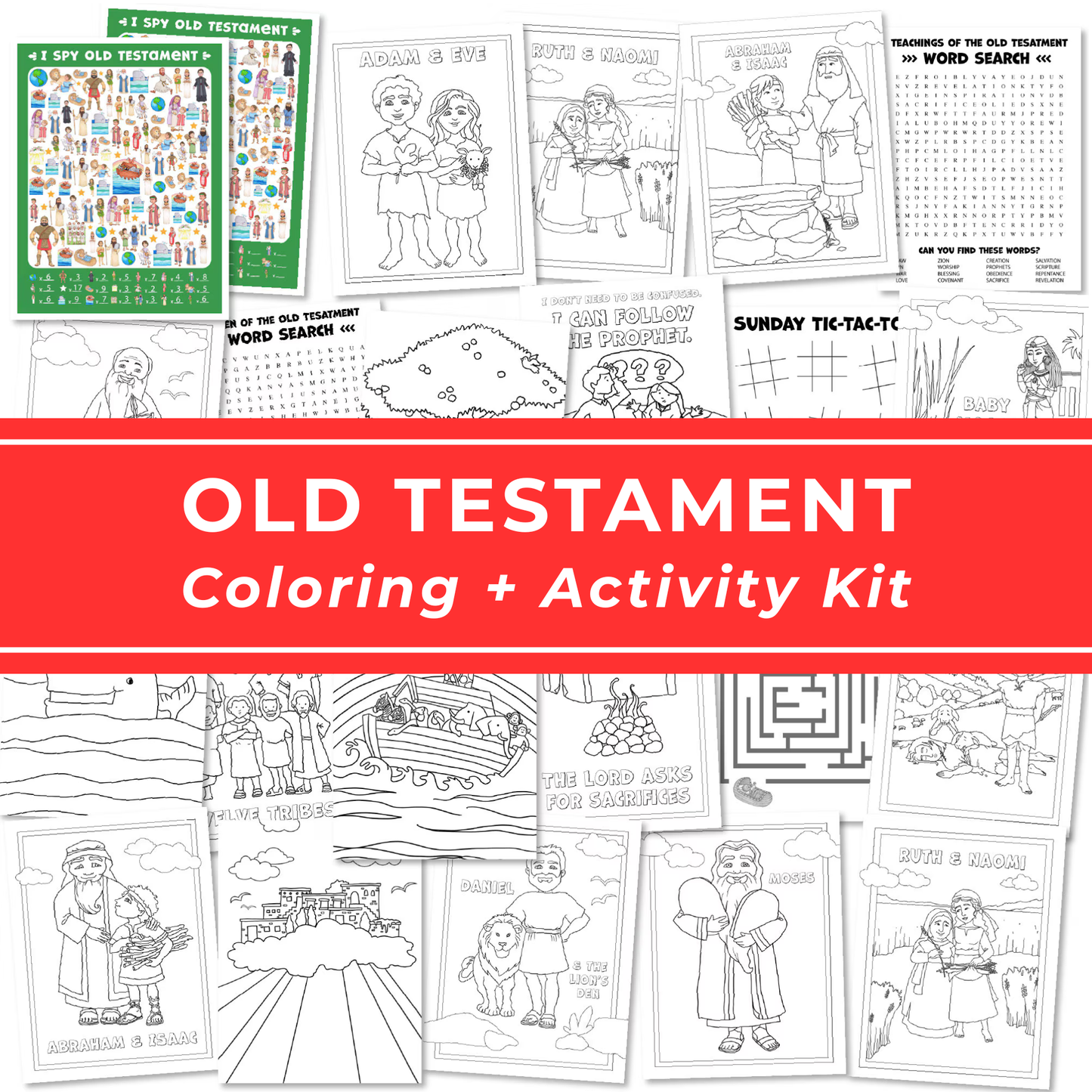 Bible Coloring Book Kids Old Testament Stories Sunday School Activities Christian Education Resources Printable Pages Collection I Spy Activity Answer Key Included Seventeen Coloring Pages Kids Learning Tools Church Children Ministry