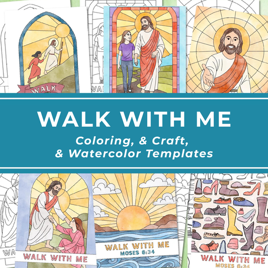 Walk With Me Youth Theme Printable Coloring Pages 2026 LDS Church Activity Templates Moses Scripture Based Craft Digital Download Instant Access Young Women Relief Society Group Activity Ideas Watercolor Coloring Templates Church Craft