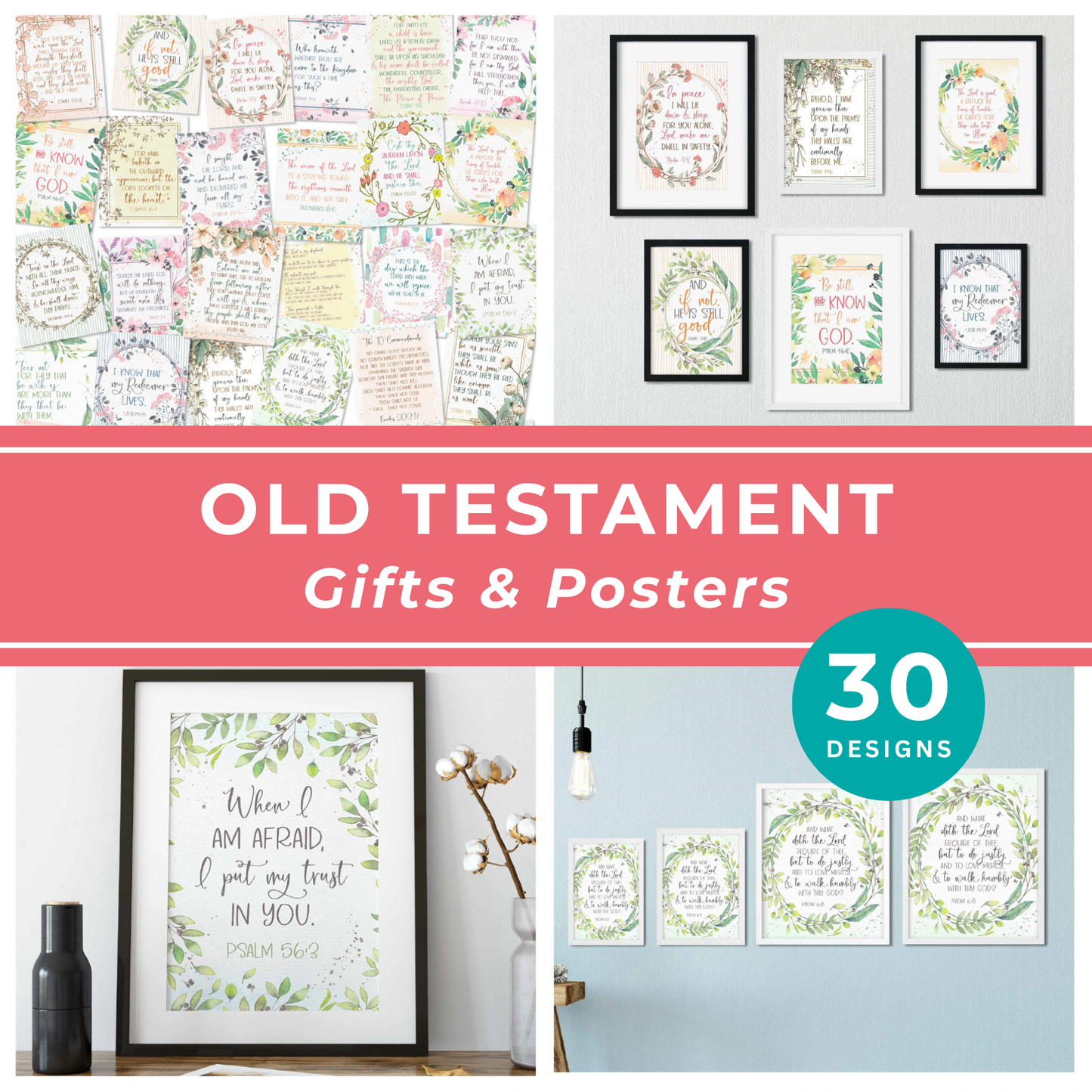 Old Testament Scripture Printable Bundle Bible Verse Wall Art Collection Christian Home Decor Gift Ideas Inspirational Faith Based Quotes Digital Download Instant Access Sunday School Teaching Resources Religious Gift Set DIY Printable
