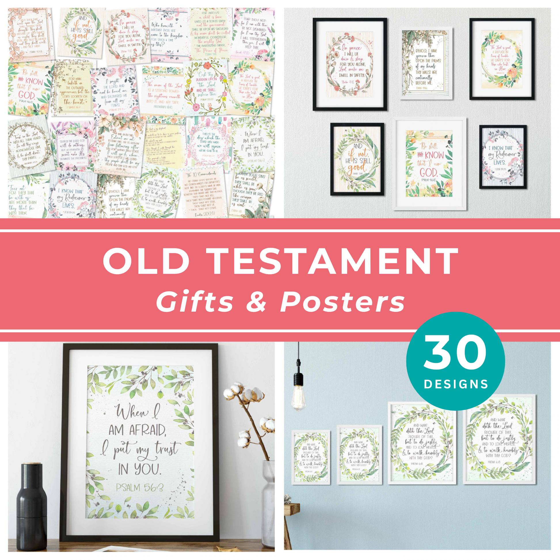 Old Testament Scripture Printable Bundle Bible Verse Wall Art Collection Christian Home Decor Gift Ideas Inspirational Faith Based Quotes Digital Download Instant Access Sunday School Teaching Resources Religious Gift Set DIY Printable