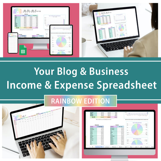 Your Business and Blog Income and Expense Tracker - Rainbow Edition
