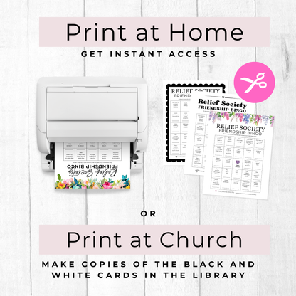 Relief Society Bingo Game – Easy Printable Fellowship Activity
