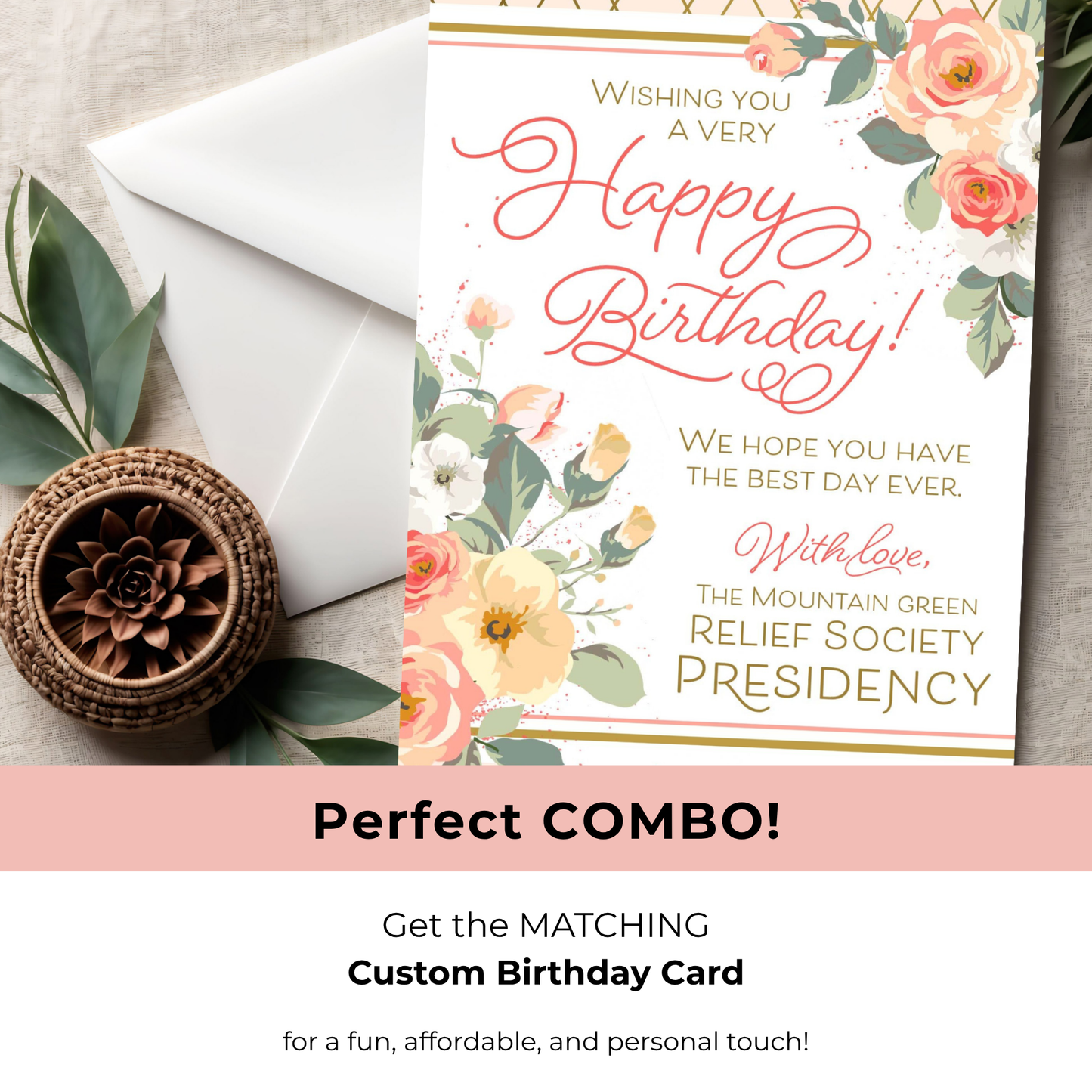 Relief Society Birthday Gift – Printable Rose Floral Chocolate Wrapper