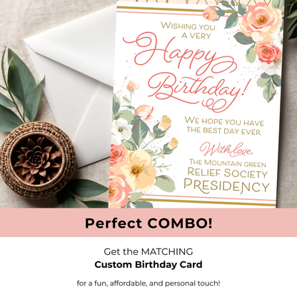 Relief Society Birthday Gift – Printable Rose Floral Chocolate Wrapper