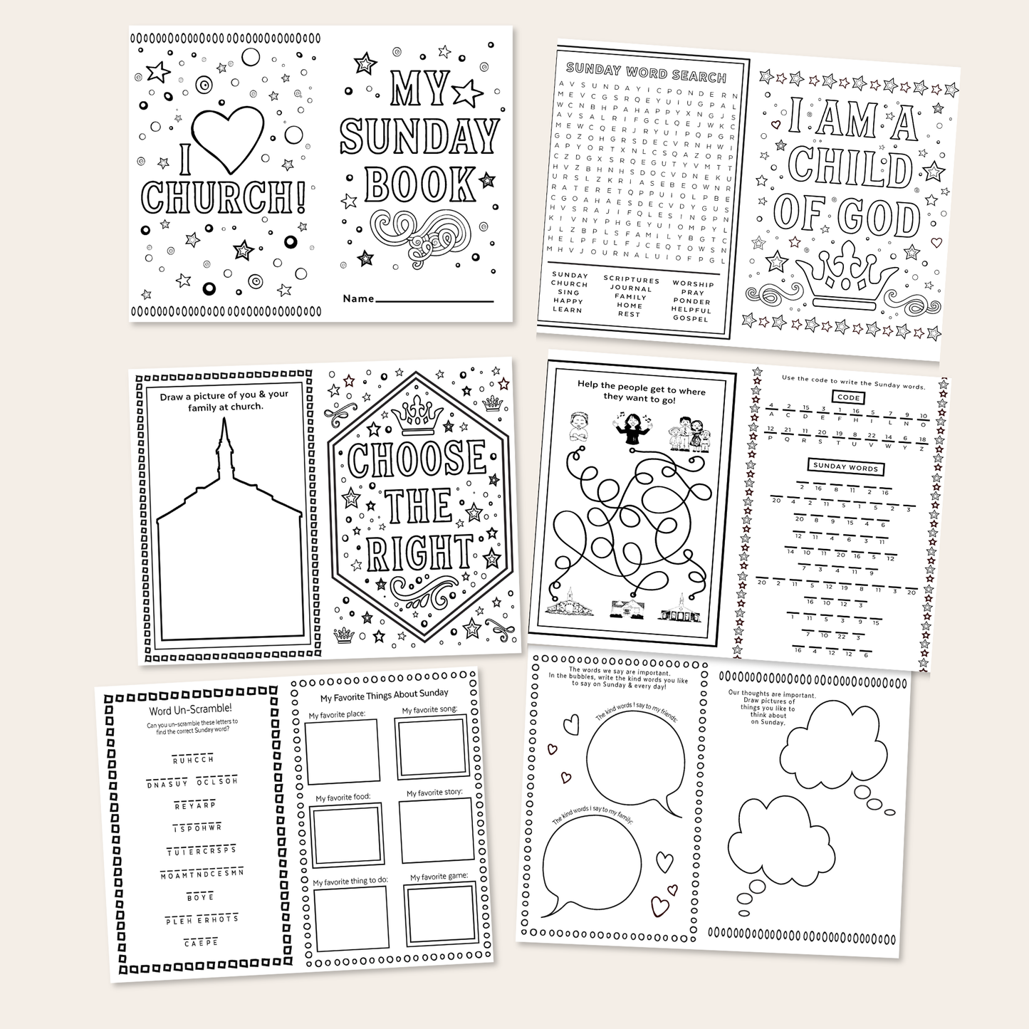 LDS Christian Activity Book Sunday School Printable Resource Kids Church Teaching Material Coloring Pages Educational Collection Ministry Essential Classroom Tool Ready Print Download Format Dual Size Option Children Faith Learning Packet