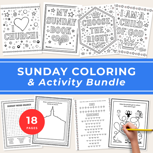 Sunday School Activity Book Printable Pages Kids LDS Church Coloring Collection Christian Education Resource Download Instant Format Ready Print Classroom Teaching Tool Sunday Service Essential 12 Page Activity Packet Children Ministry