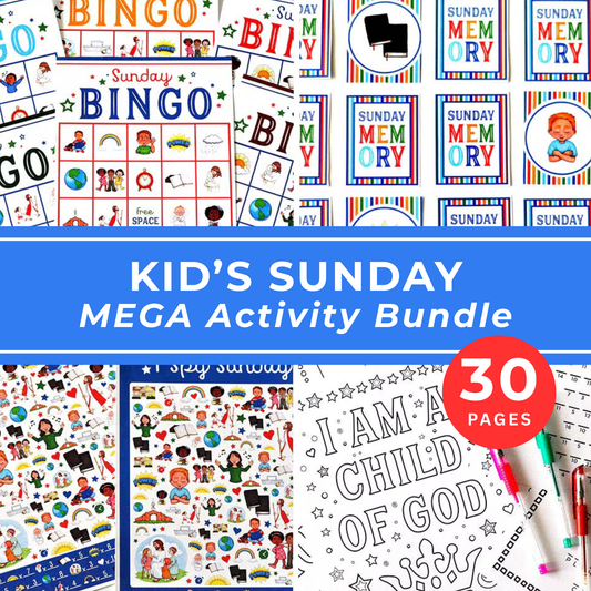 Sunday School Activity Kit Printable Game Collection Memory Matching Cards Bingo Set Digital Download Instant Access Church Classroom Resource Kids Learning Games Family Faith Activity Educational Fun Teaching Tool Religious Education
