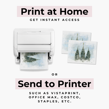 Salt Lake Temple Art – Watercolor Fine Art Printable for LDS Home