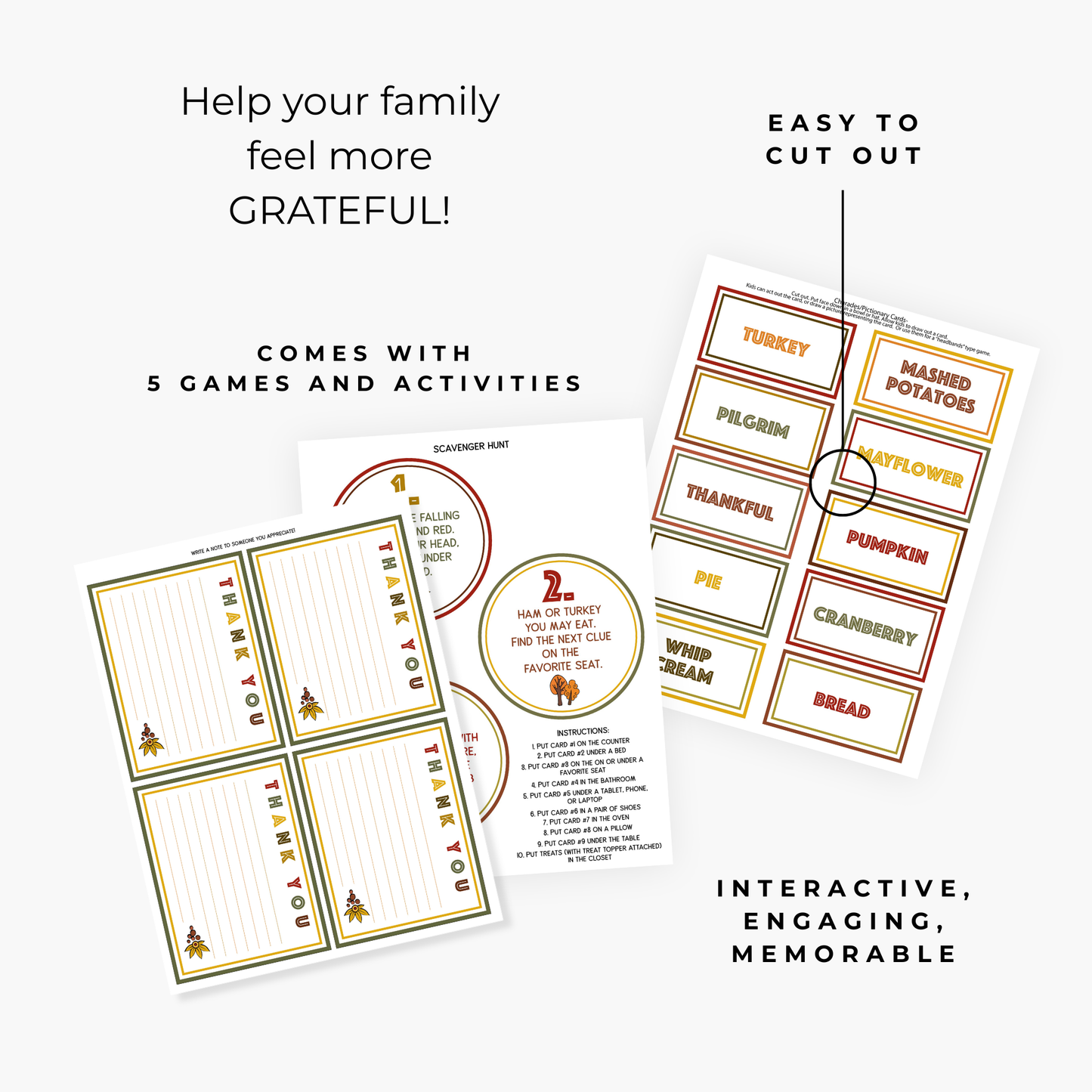 Thanksgiving Printable Activity – 5 Gratitude Games for Family Fun
