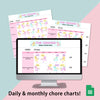 Unicorn Chore Chart Spreadsheet for Kids