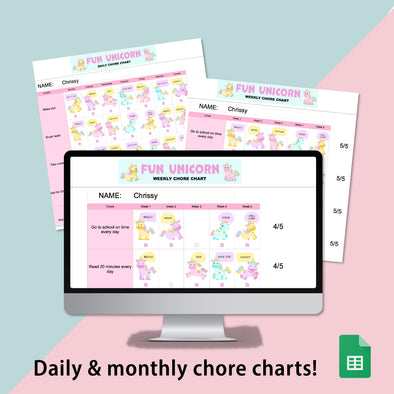 Unicorn Chore Chart Spreadsheet for Kids – Ministering Printables Unicorn Chore Chart Spreadsheet for Kids – Ministering Printables