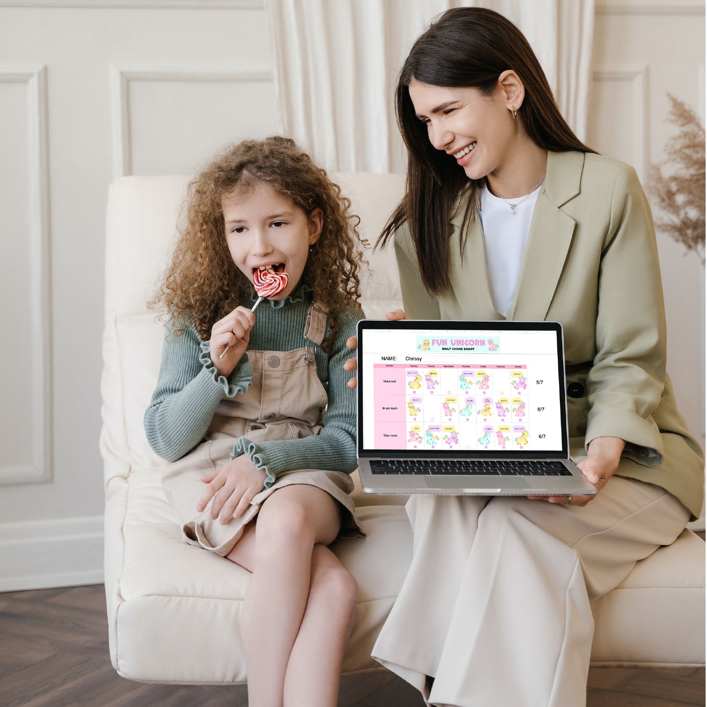 Unicorn Chore Chart Spreadsheet for Kids