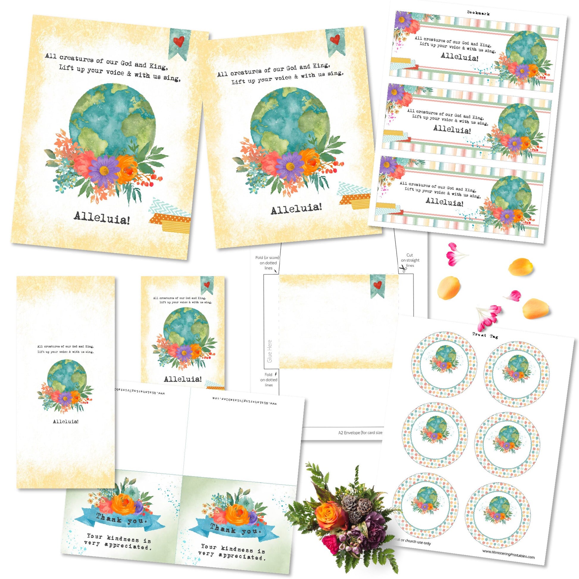 Instant Download Set Digital Printable Bundle LDS Church Collection Complete Gift Kit Thank You Cards Gift Tags Bookmarks Envelope Templates Phone Wallpapers Four By Six Eight By Ten Letter Size Prints Faith Based Design Scripture Quotes