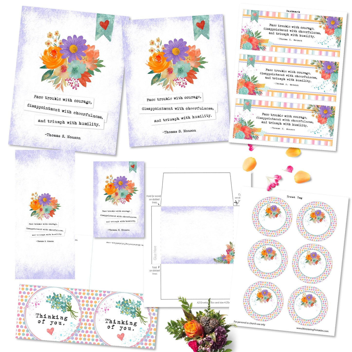 Digital Printable Bundle – LDS Ministering Cards and Gift Tags Instant Download